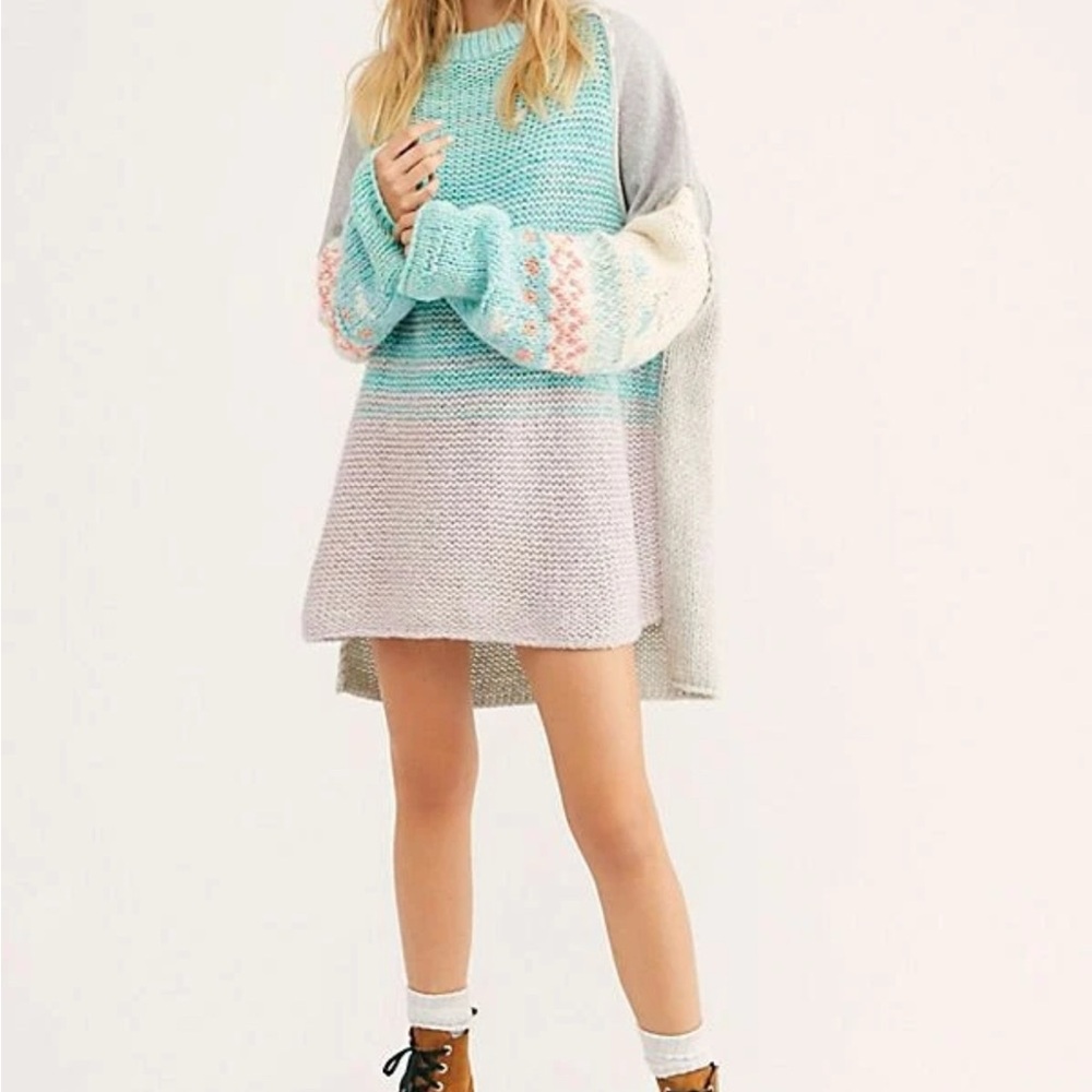 Free People polar oppositesPastel Knit Crew Neck Sweater